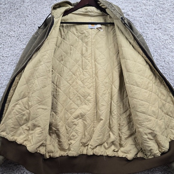 Carhartt Jacket Mens 3XL Green Canvas Quilted Workwear Distressed Vintage JQ142 - Picture 5 of 15